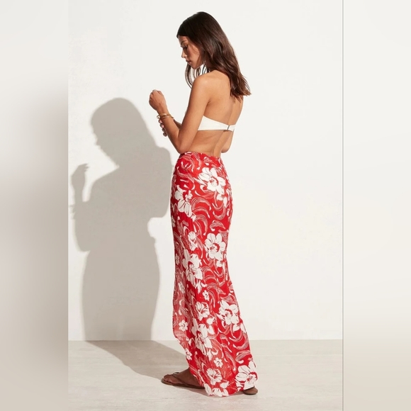 NWT Faithfull the Brand Lulu Maxi Skirt Camara Floral Print Red - Picture 2 of 6